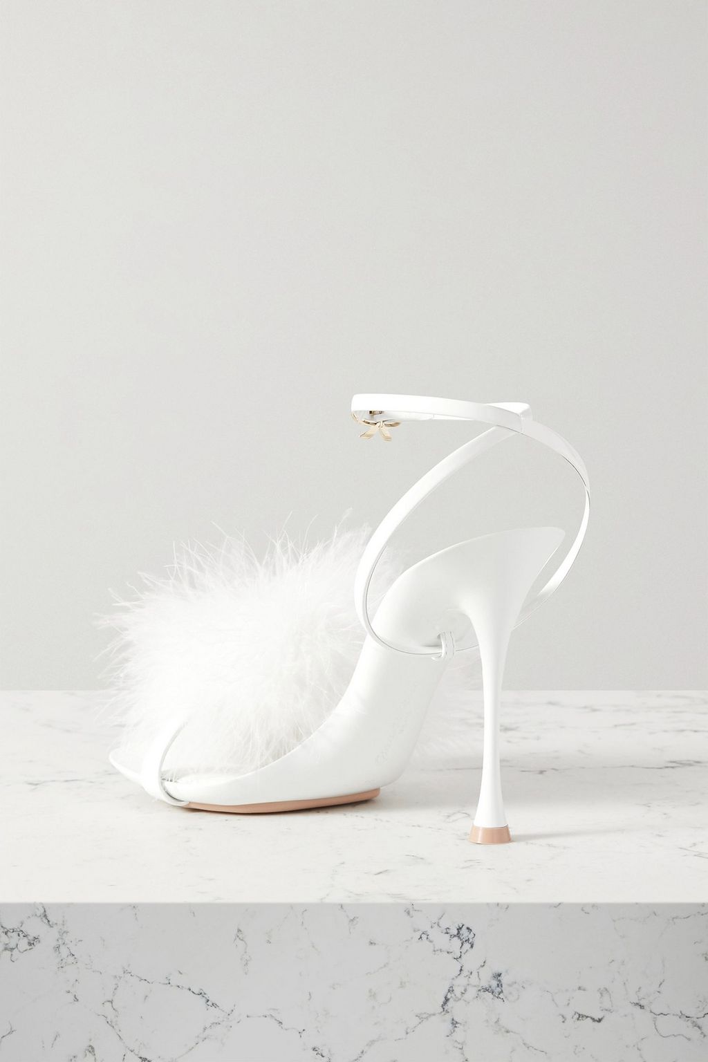 GIANVITO ROSSI Spice Plume 95 feather-embellished patent-leather sandals