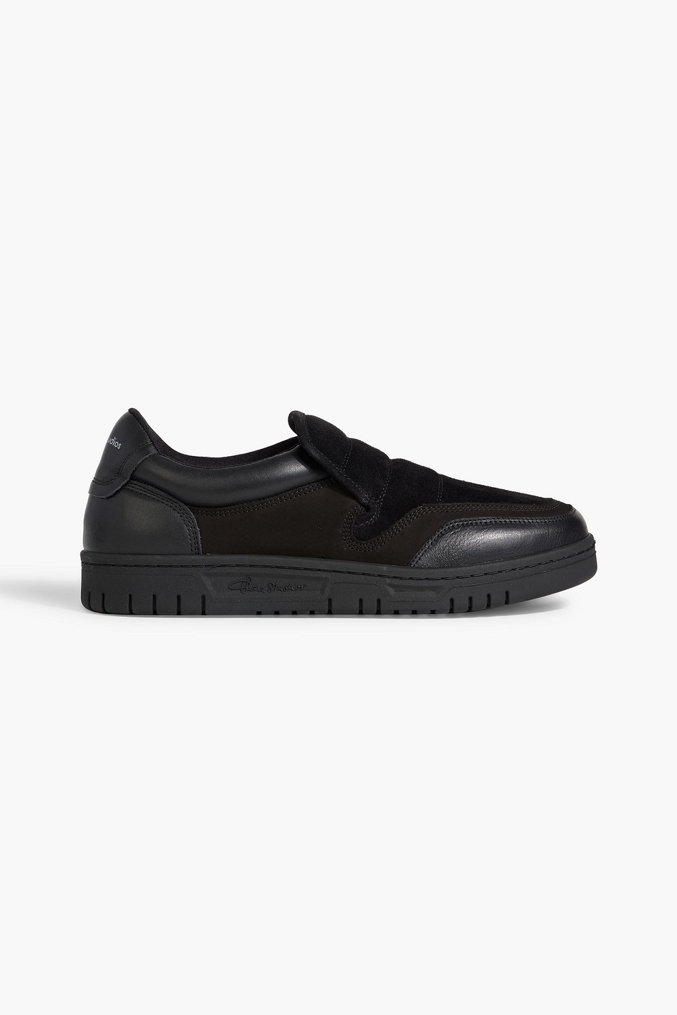 Acne Studios Suede And Leather Slip-on Sneakers In Black