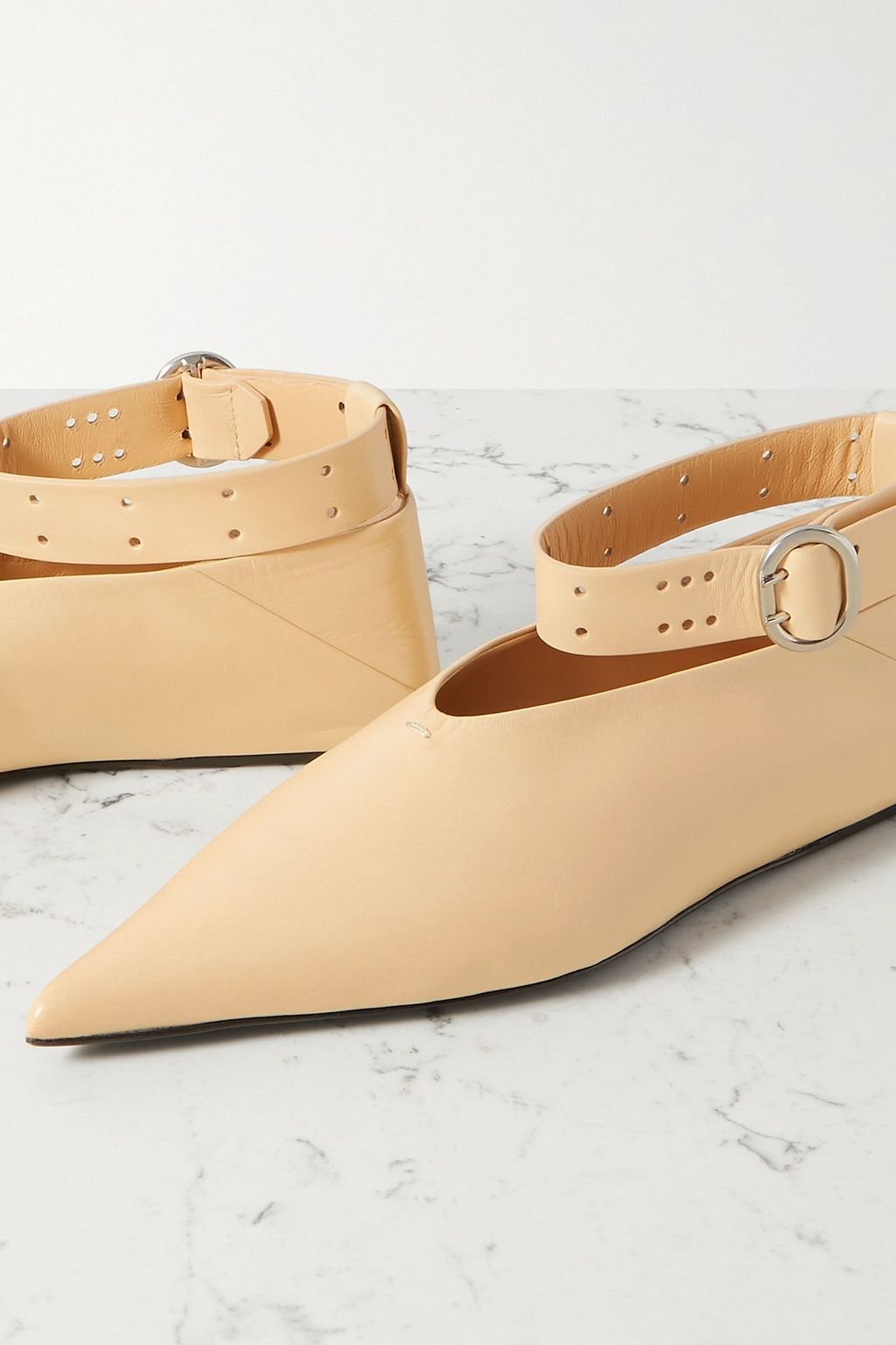 JIL SANDER Leather point-toe flats