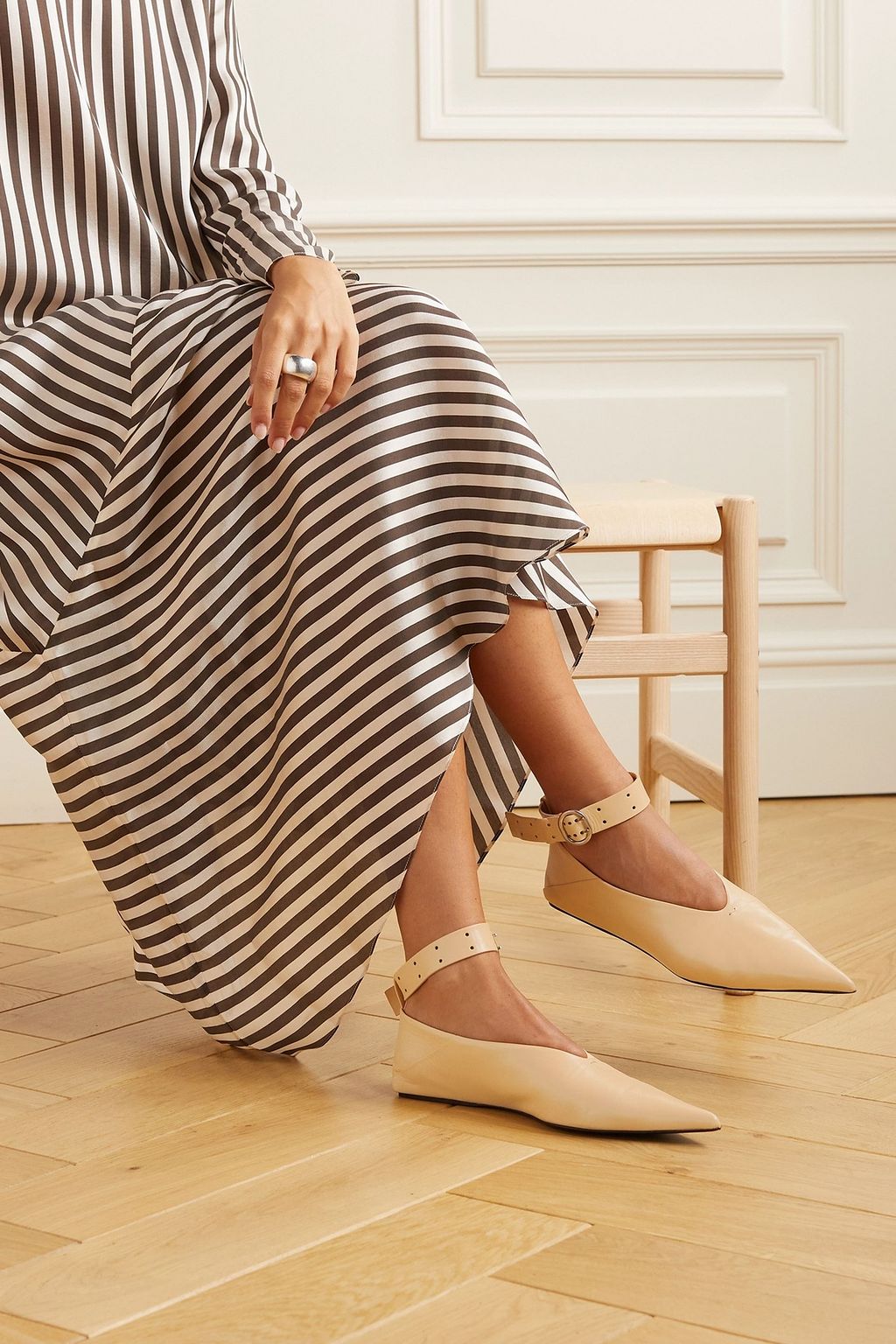 JIL SANDER Leather point-toe flats