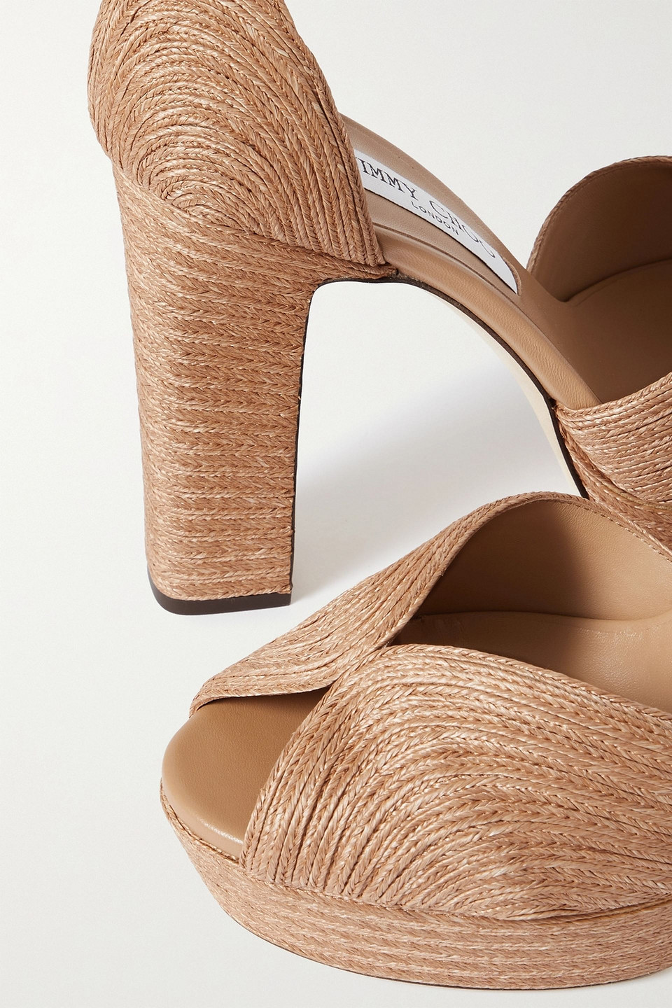 Jimmy Choo Delilah 120 Raffia Platform Sandals In Sand