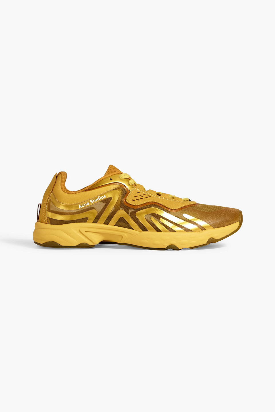 Acne Studios Metallic Coated Mesh Sneakers In Gold
