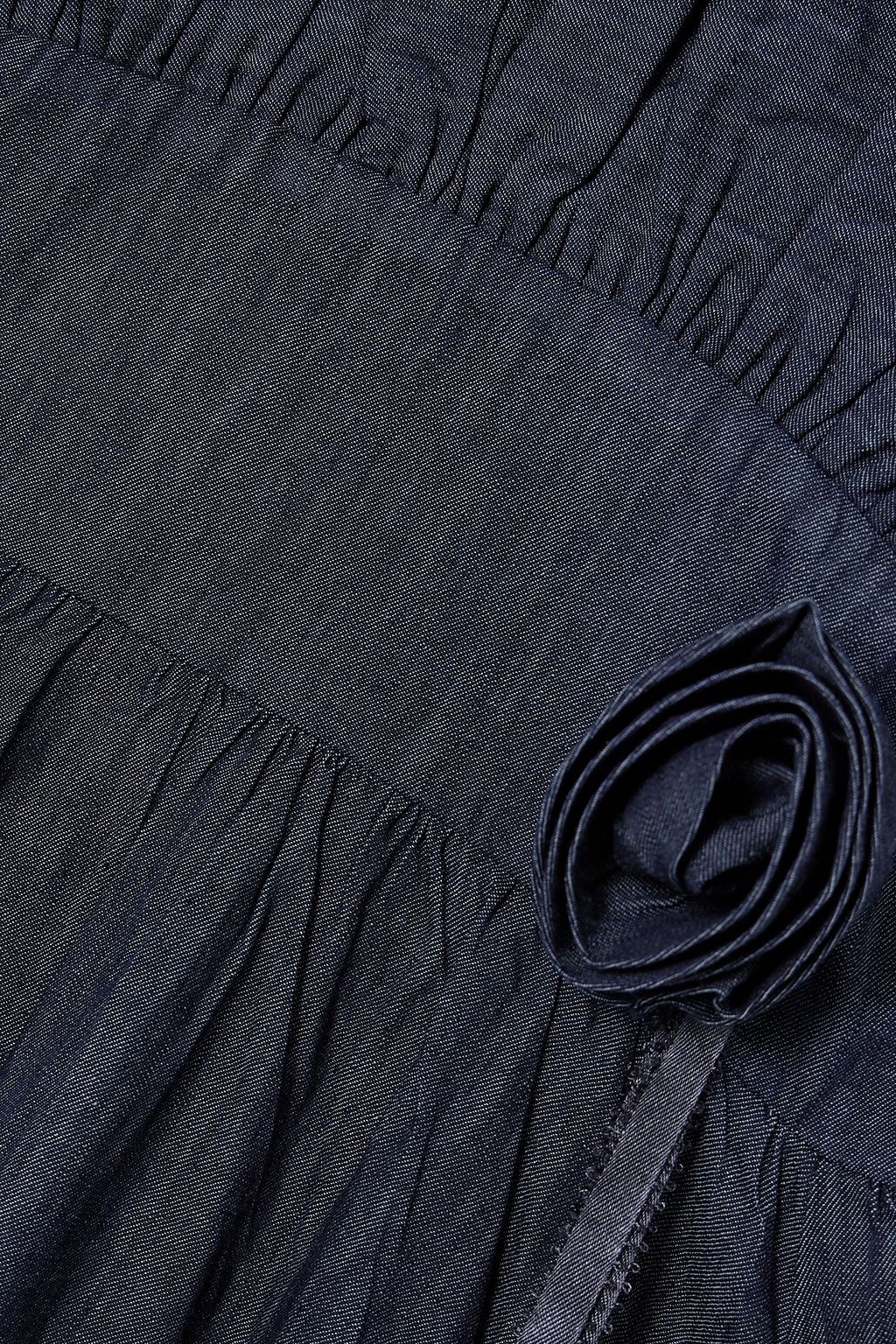 BATSHEVA Amara ruffled appliquéd denim maxi dress
