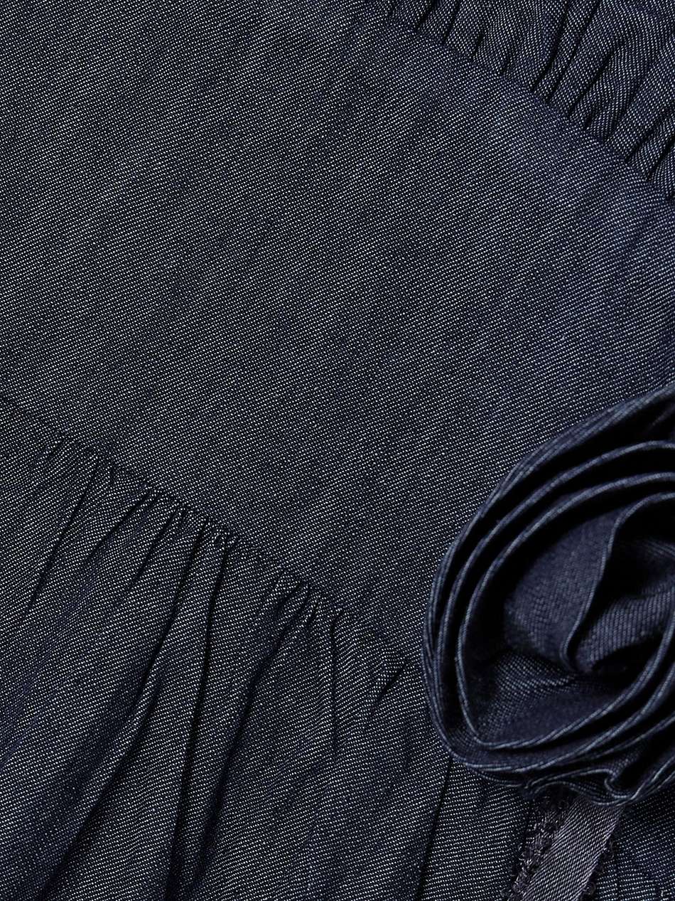 amara ruffled appliquéd denim maxi dress
