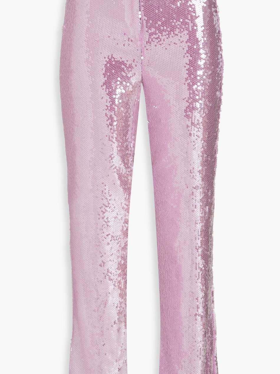 sequined stretch-mesh straight-leg pants