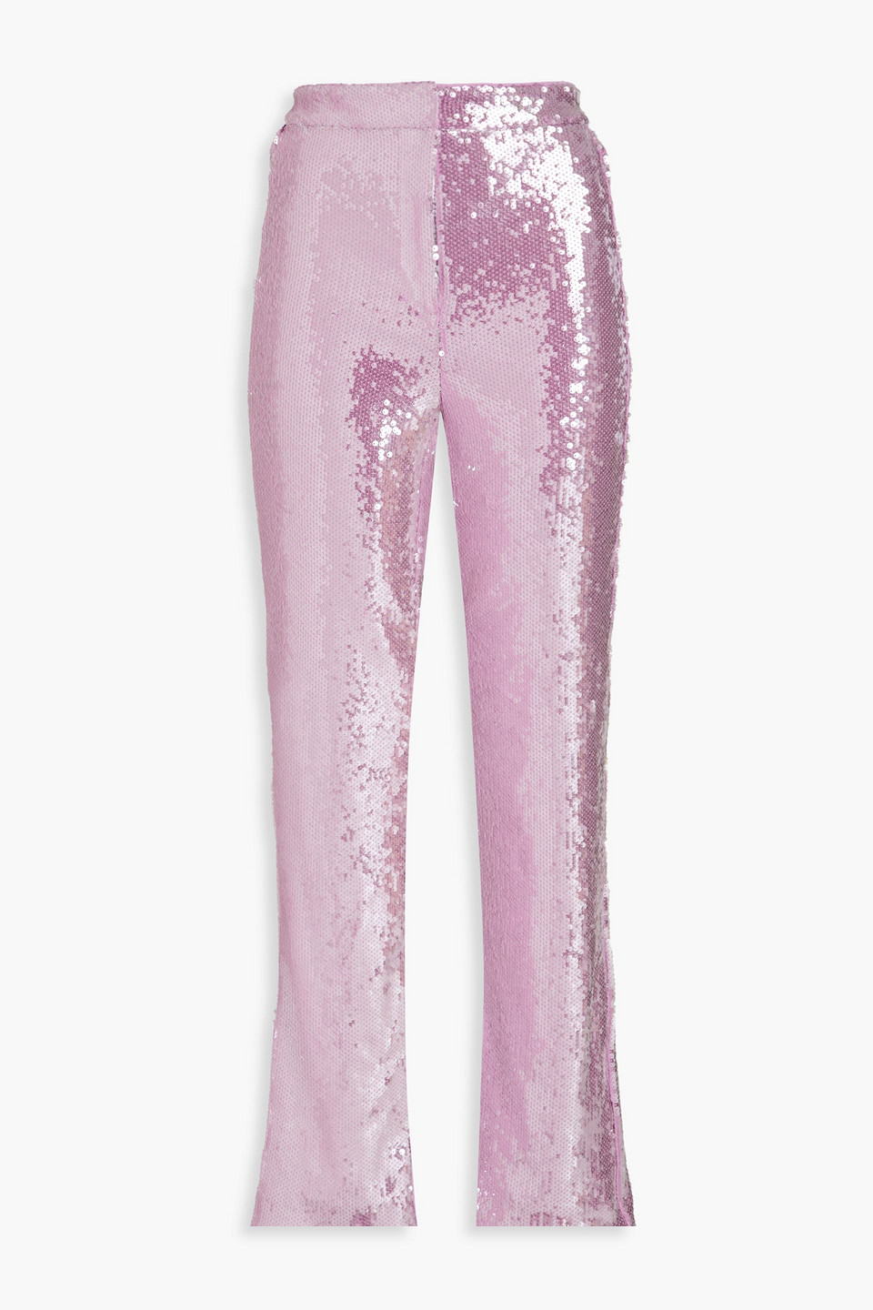 Rotate Birger Christensen Robyana Sequined Recycled-jersey Straight-leg Pants In Lavender