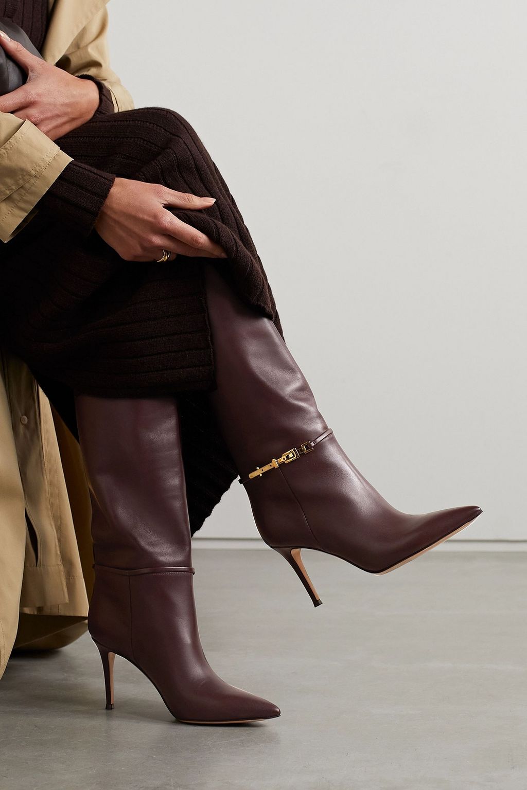 Gianvito rossi laura 85 leather knee boots outlet