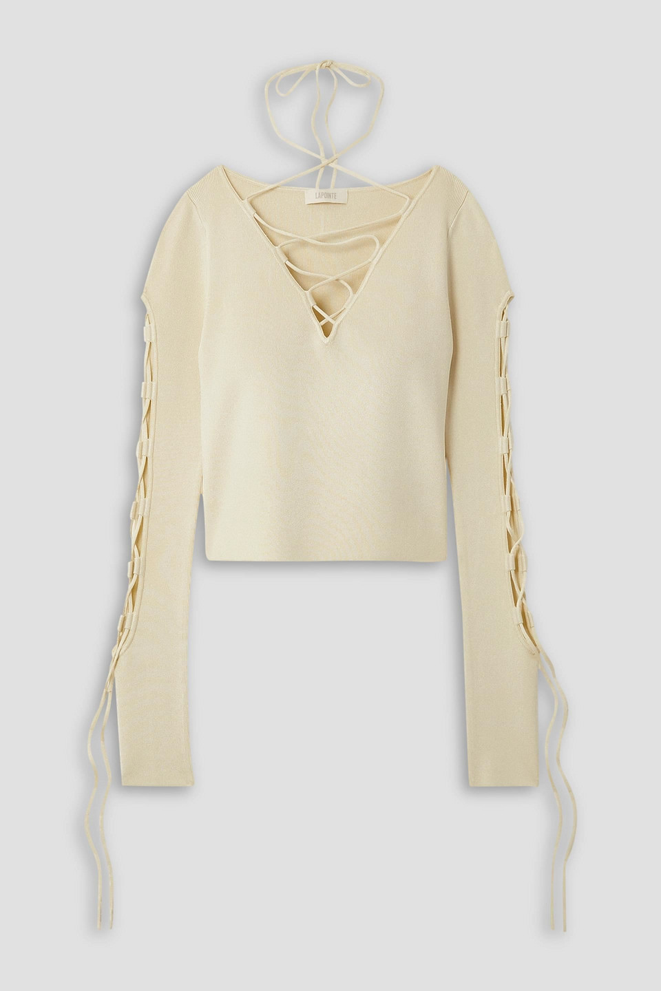 Lapointe Lace-up Stretch-jersey Top In Cream