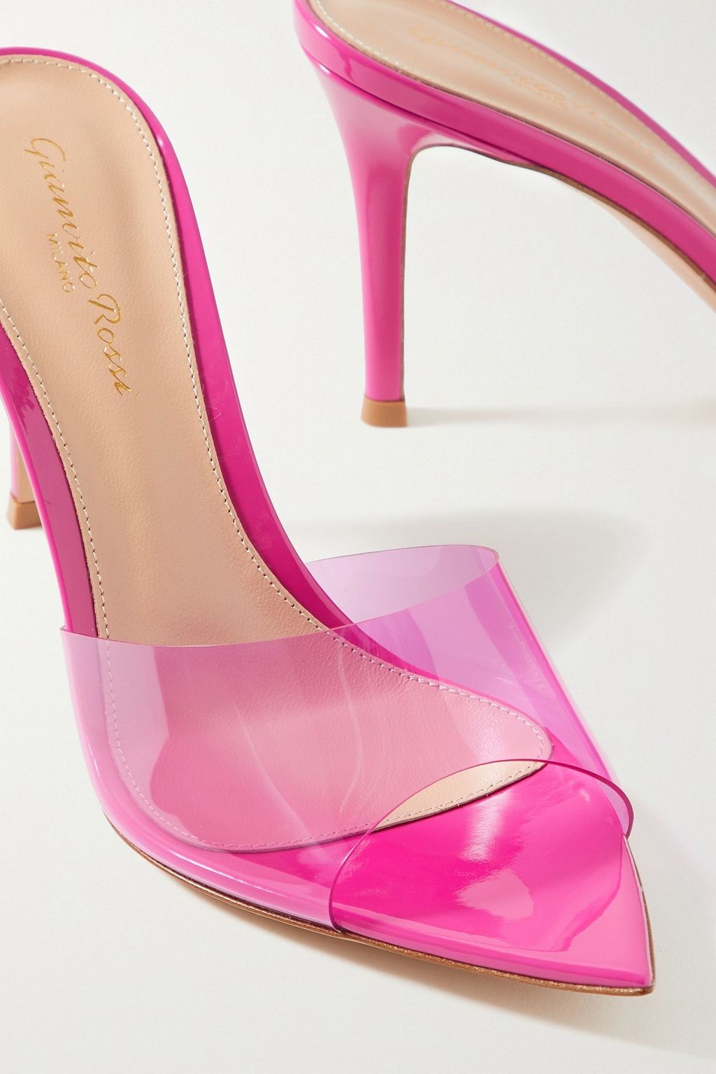 GIANVITO ROSSI Elle 85 Mules aus Lackleder und PVC