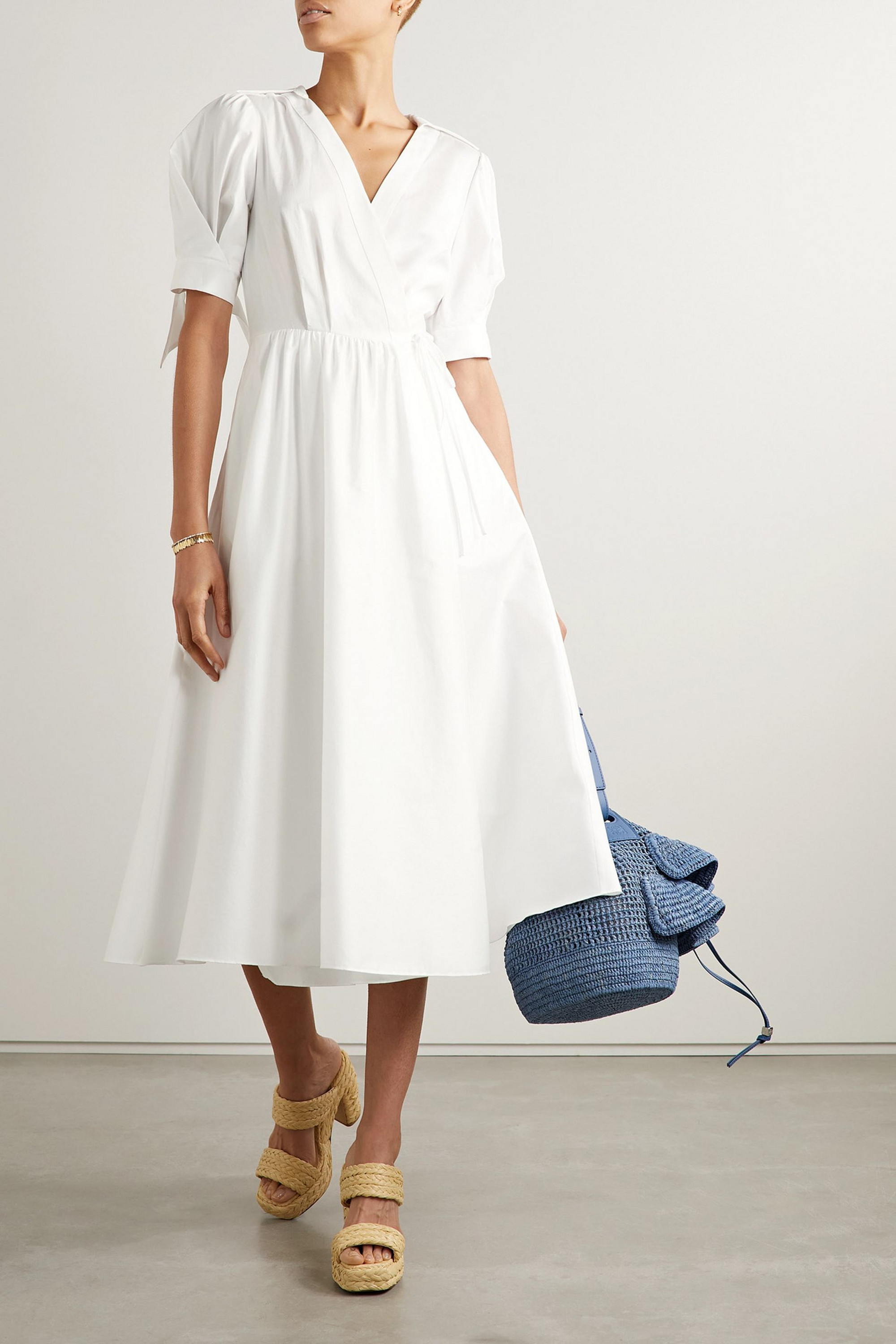 Jason Wu Collection Gathered cotton-sateen midi wrap dress