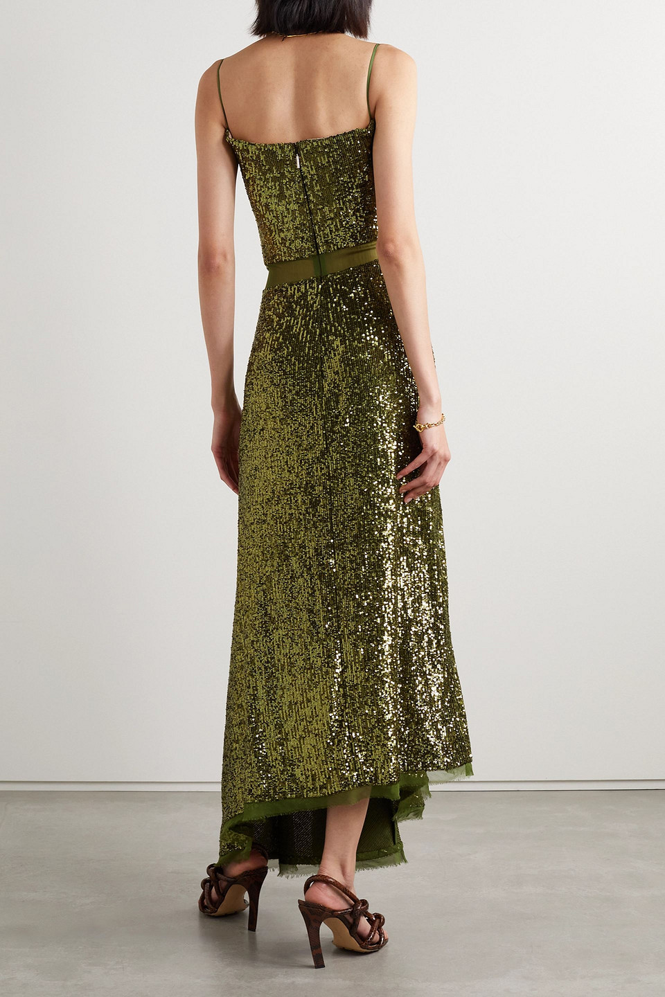 JASON WU COLLECTION ASYMMETRIC SEQUINED CHIFFON MAXI DRESS