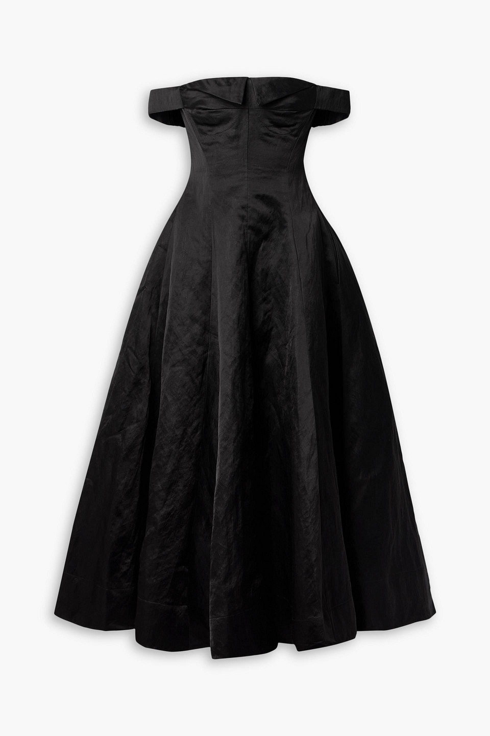 Jason Wu Off-the-shoulder Crinkled-sateen Gown In Black