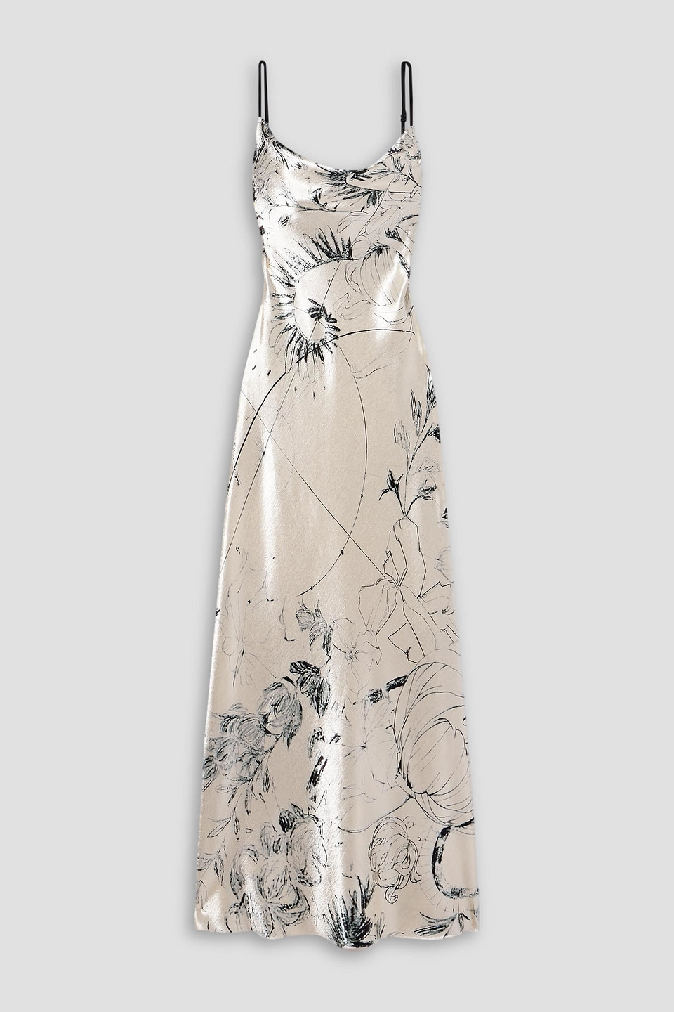 Jason Wu Floral-print Satin Midi Dress In Off-white