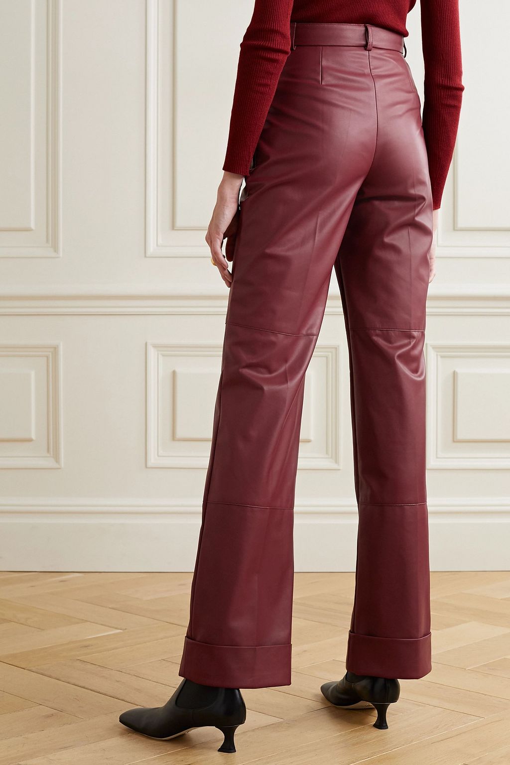 AKRIS Leather straight-leg pants