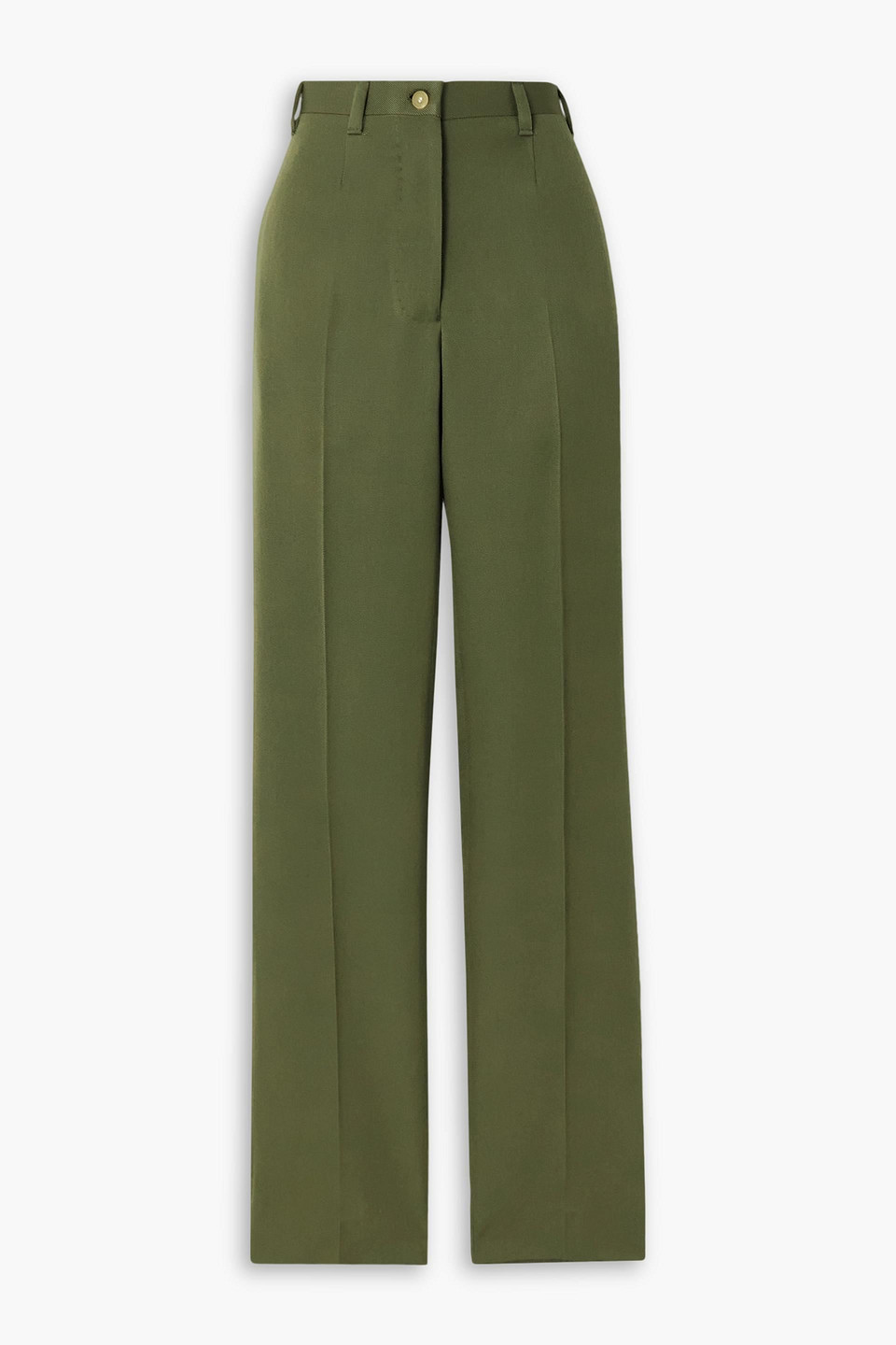 Giuliva Heritage The Altea Pleated Wool-drill Straight-leg Pants In Leaf Green