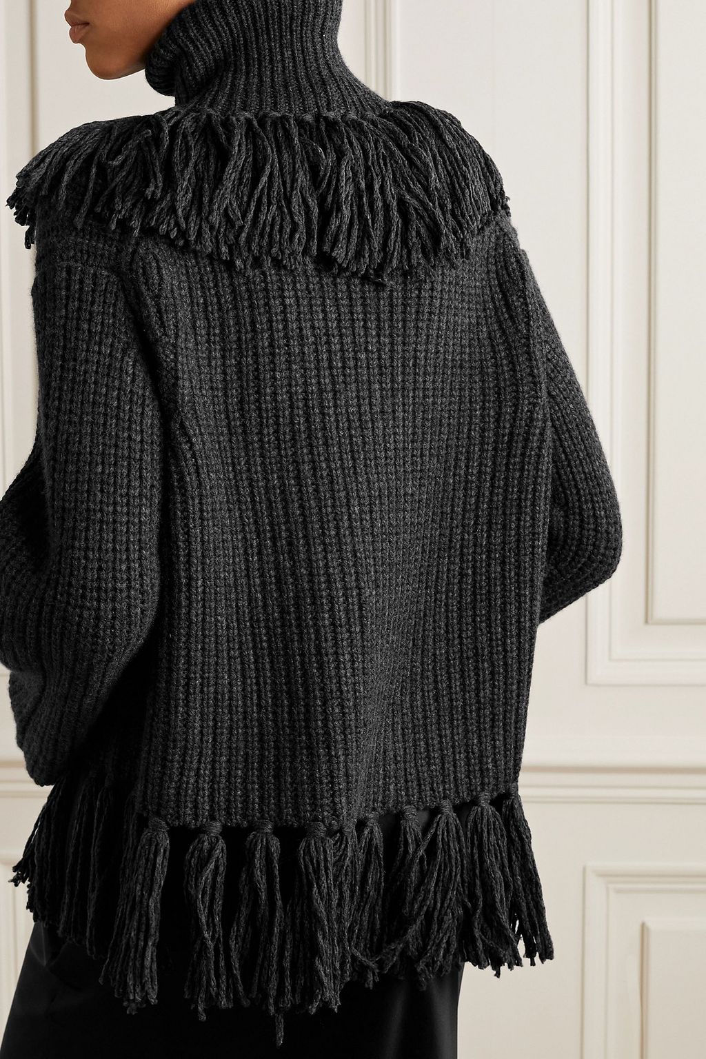 LAFAYETTE 148 Tasseled recycled cashmere and merino wool-blend turtleneck sweater