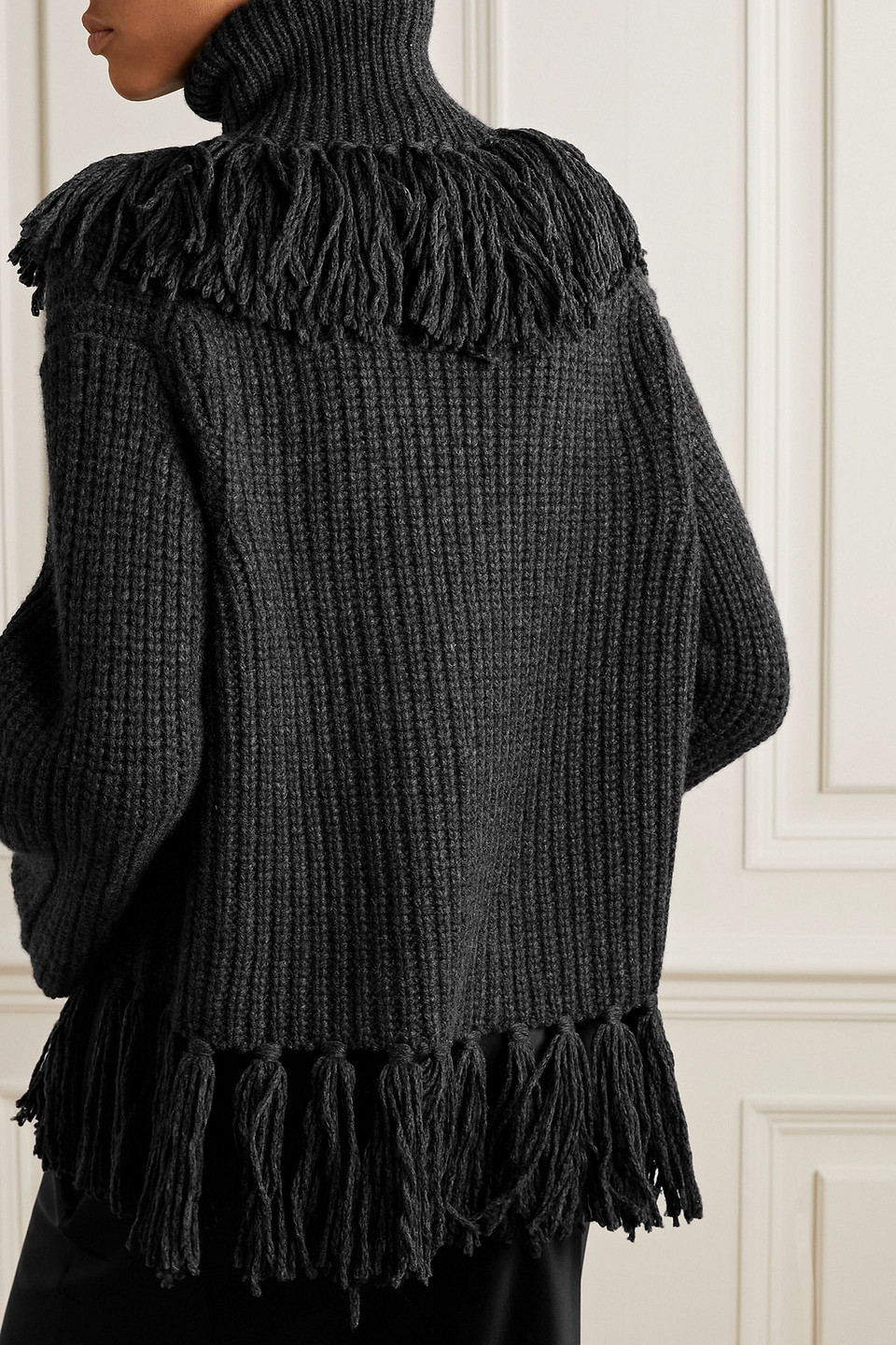 LAFAYETTE 148 TASSELED RECYCLED CASHMERE AND MERINO WOOL-BLEND TURTLENECK SWEATER