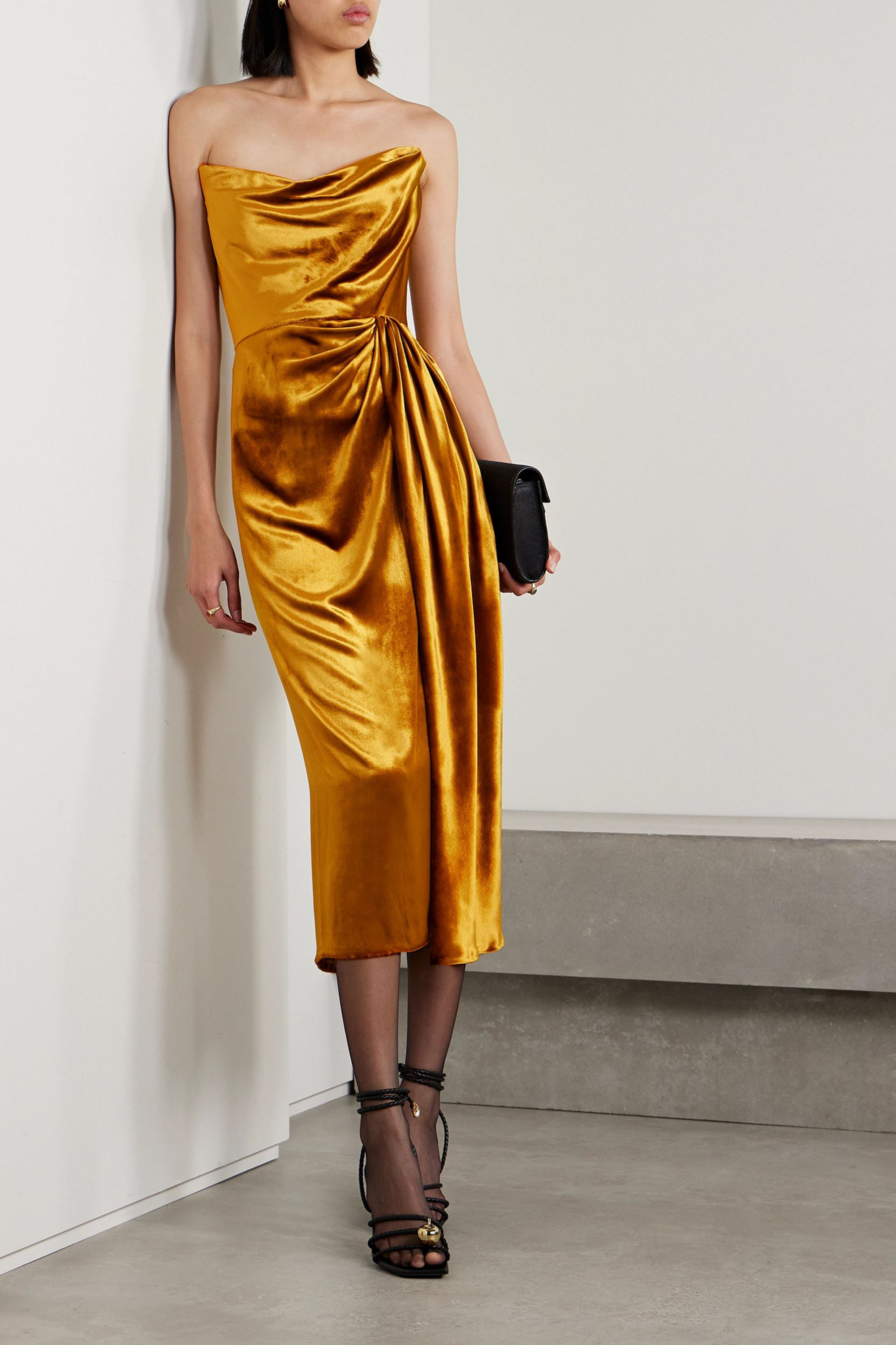 Jason Wu Collection Strapless draped velvet midi dress