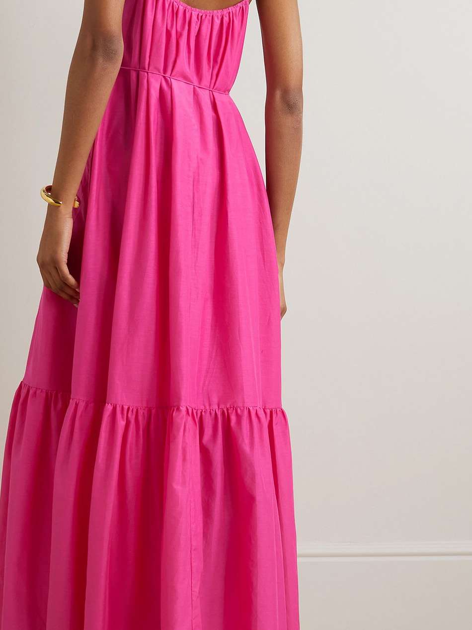 tiered cotton and silk-blend maxi dress