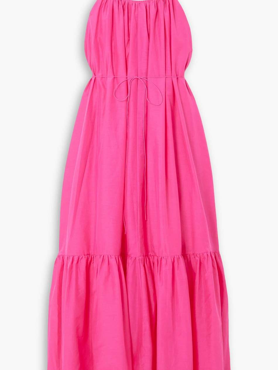 tiered cotton and silk-blend maxi dress