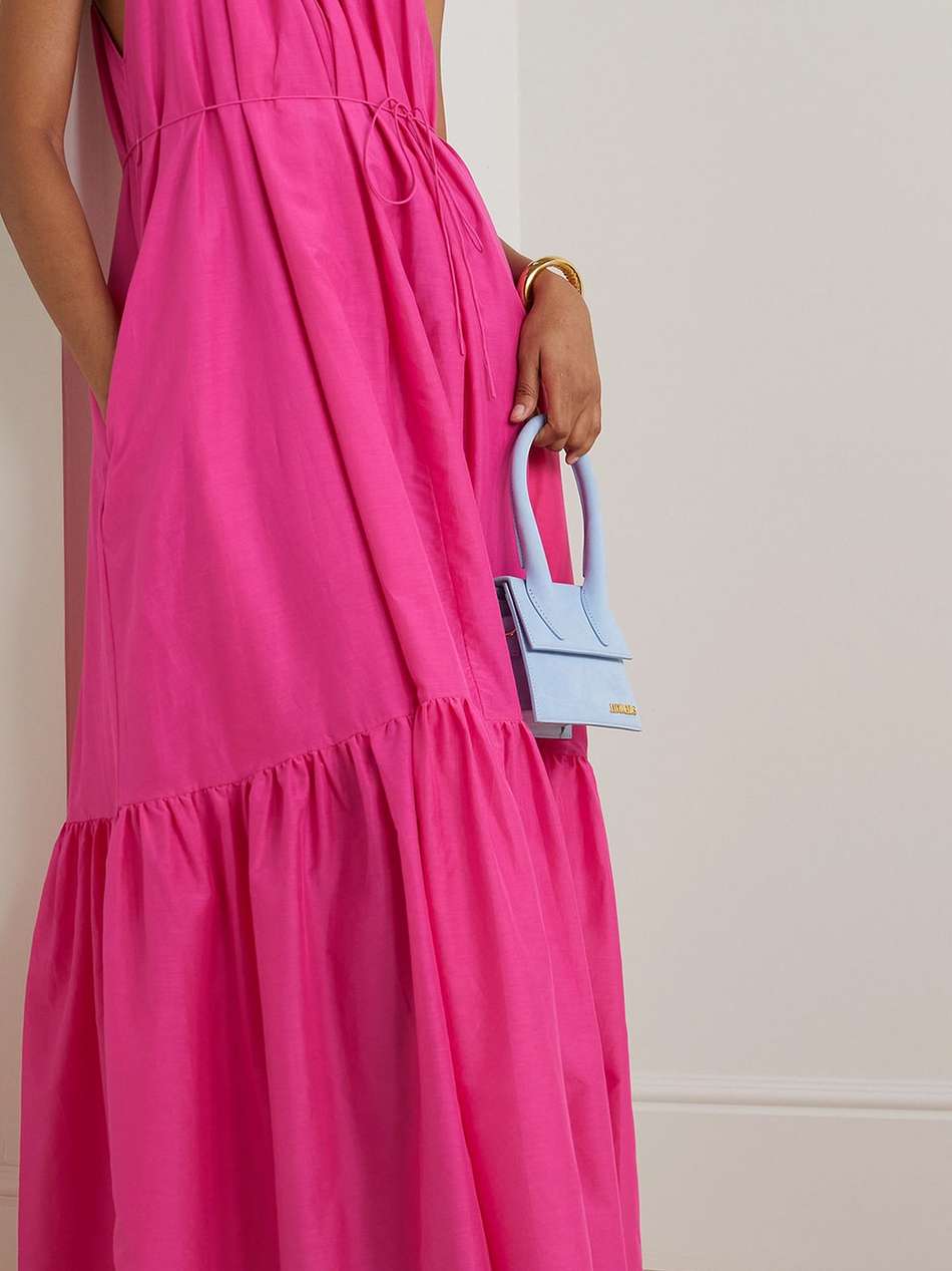 tiered cotton and silk-blend maxi dress