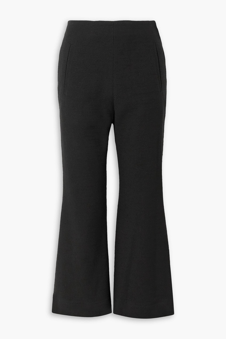 Lisa Marie Fernandez Cropped Cotton-blend Bouclé Flared Pants In Black