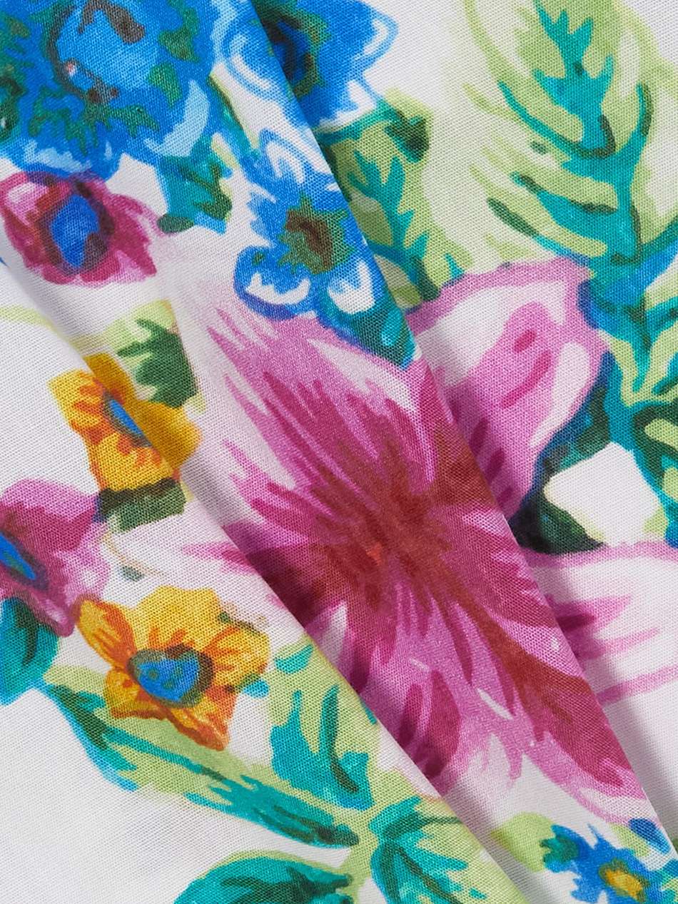 sofia belted floral-print cotton-poplin midi shirt dress