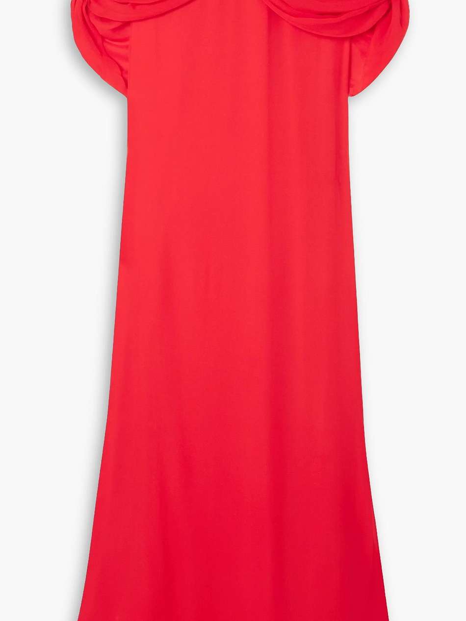 daffodil off-the-shoulder embellished silk crepe de chine gown