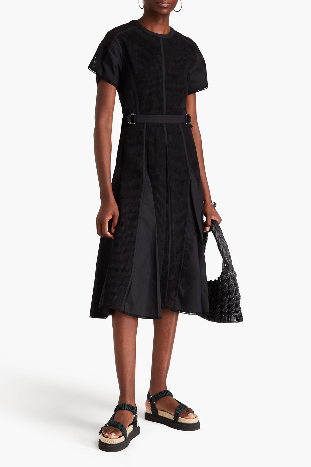 3.1 PHILLIP LIM 레이스 패널 포플린 벨티드 미디 드레스