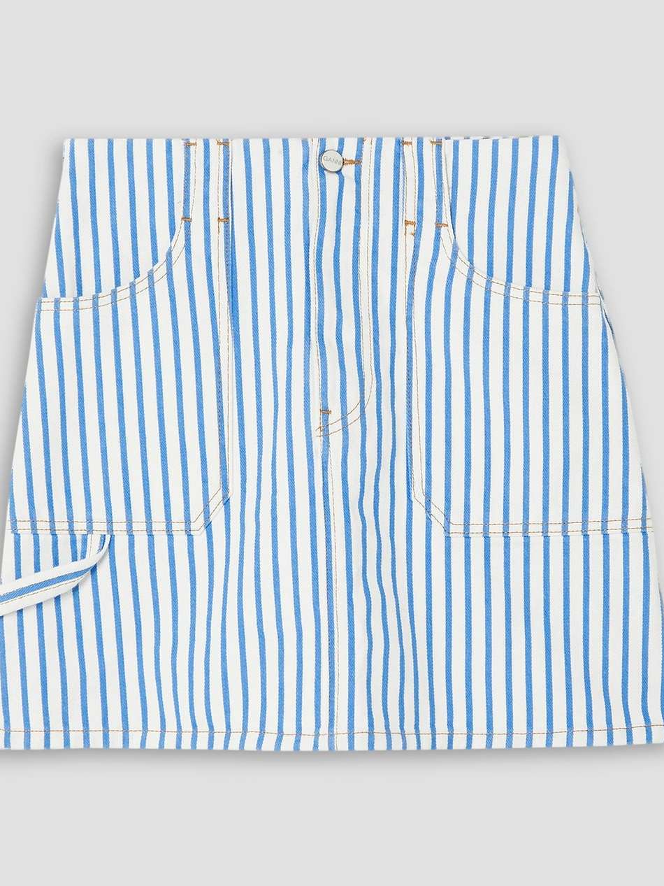 striped denim mini skirt