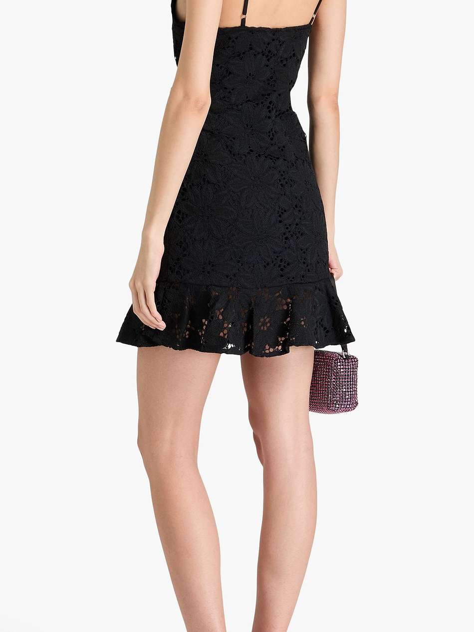 ruffled corded lace mini dress