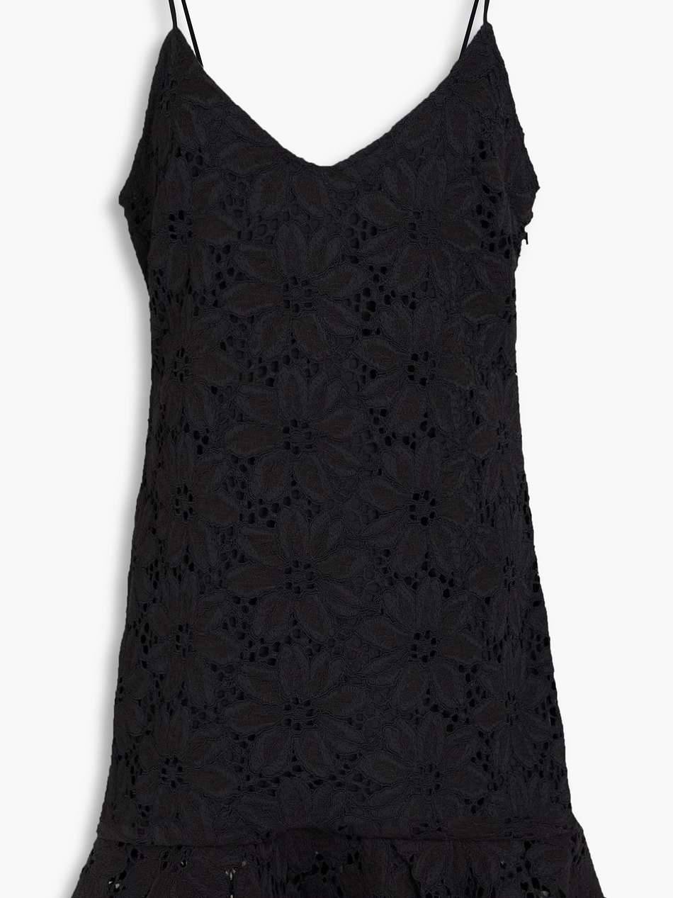 ruffled corded lace mini dress