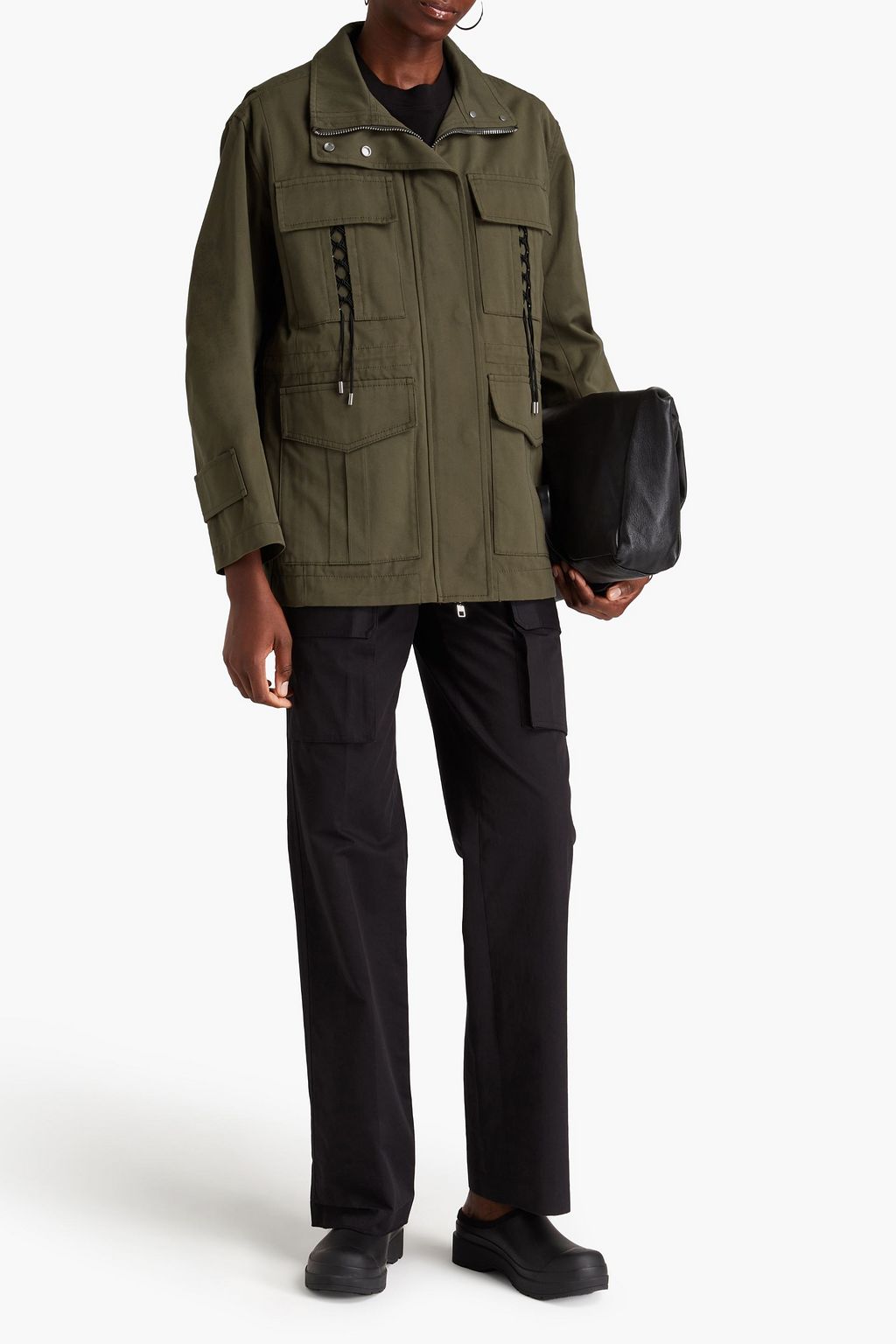 3.1 PHILLIP LIM جاكيت من قطن تويل مزود برباط