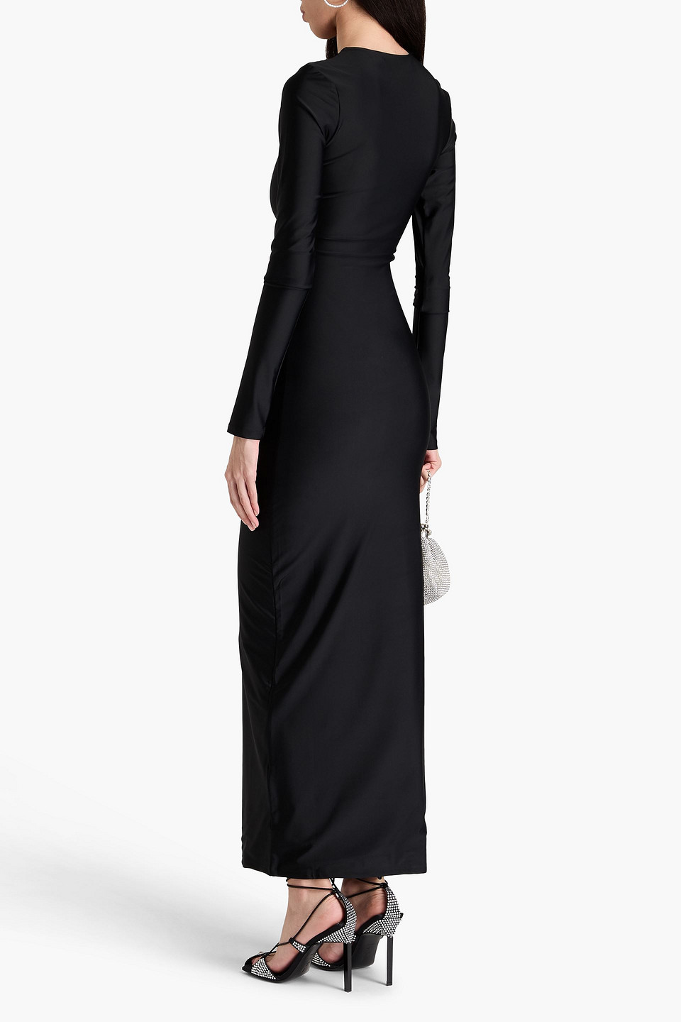 Rotate Birger Christensen Crystal-embellished Stretch-jersey Maxi Dress In Black