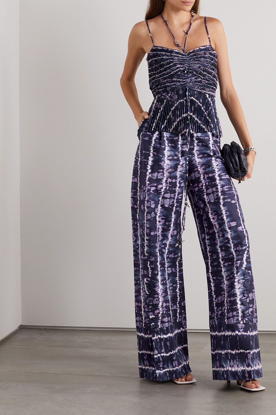 Altuzarra Justin Shibori Crepe De Chin Top In Dark Purple