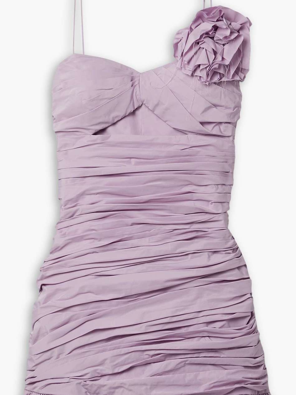 jessilyn appliquéd cutout ruched poplin mini dress