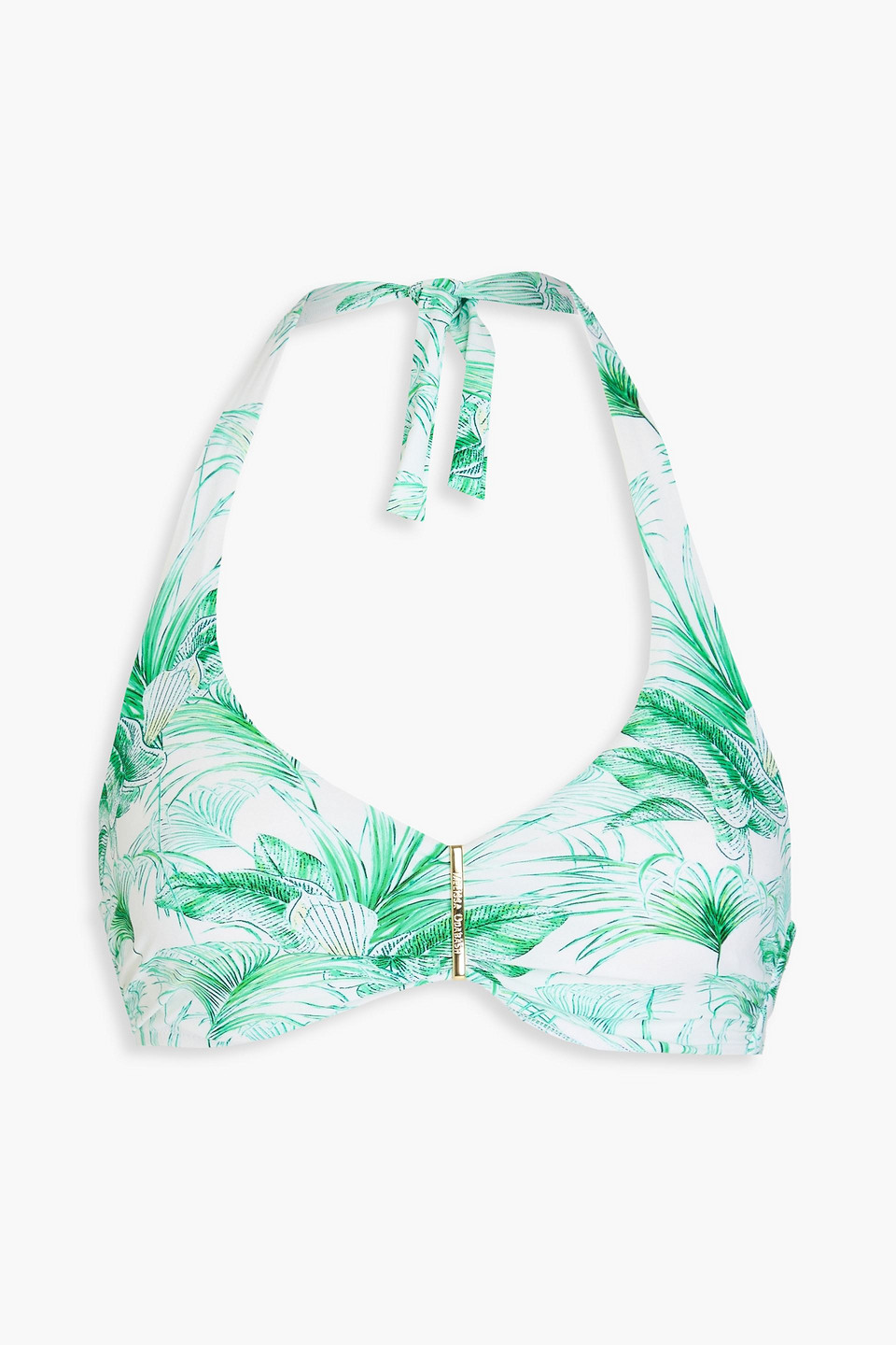 Melissa Odabash Provence Printed Halterneck Bikini Top In Green