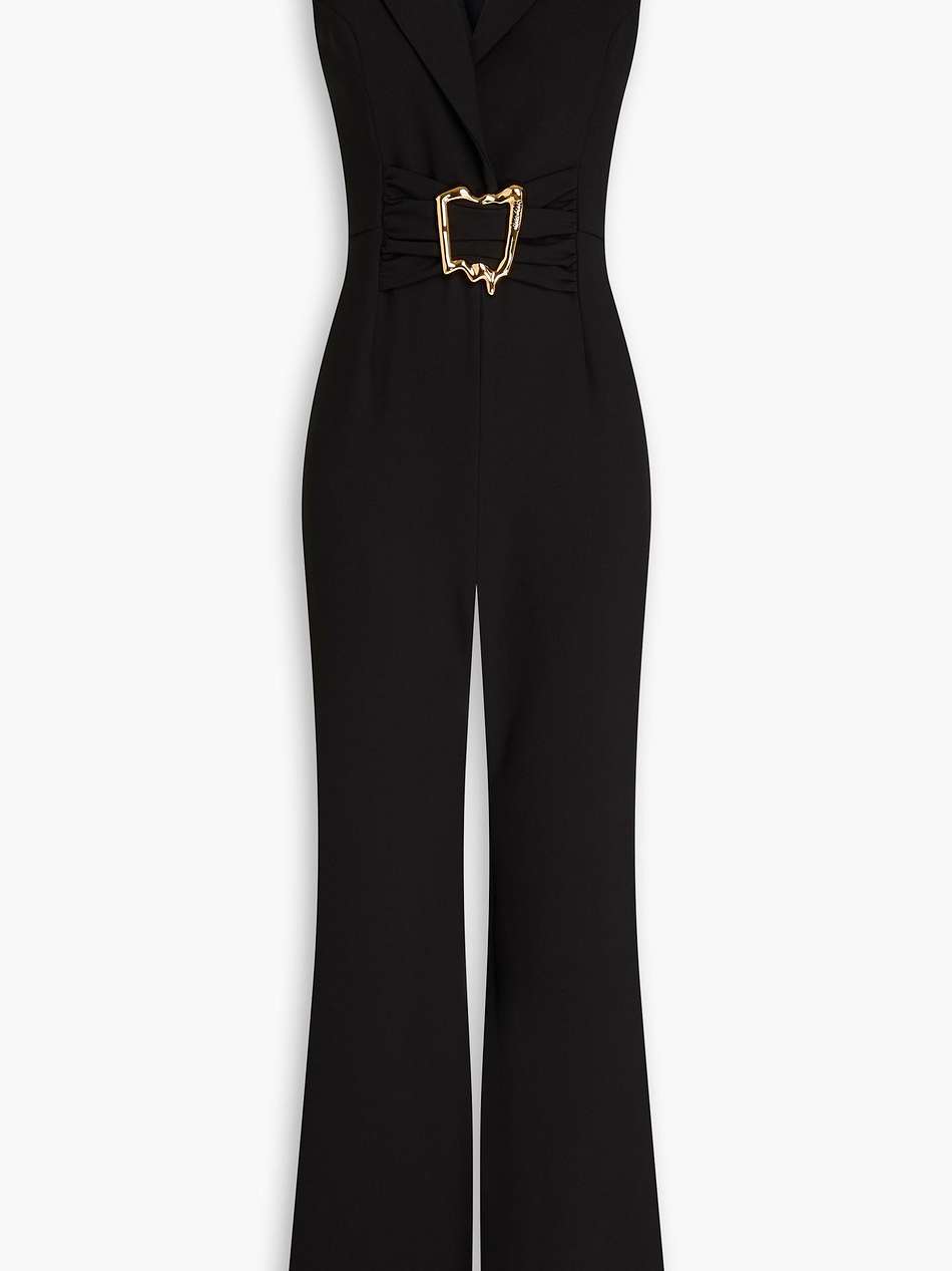 embellished ruched stretch-crepe jumpsuit