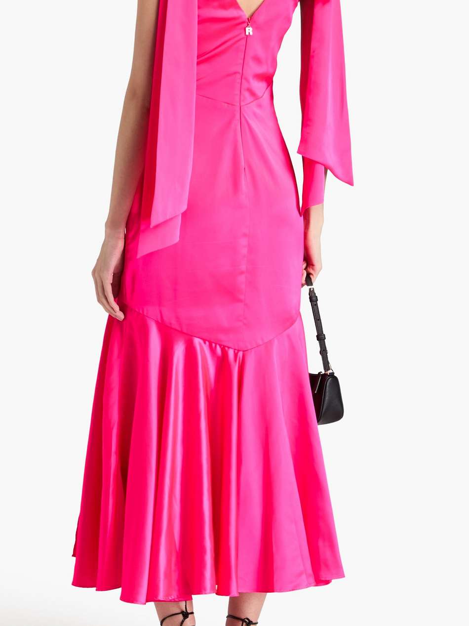 bow-detailed satin midi dress