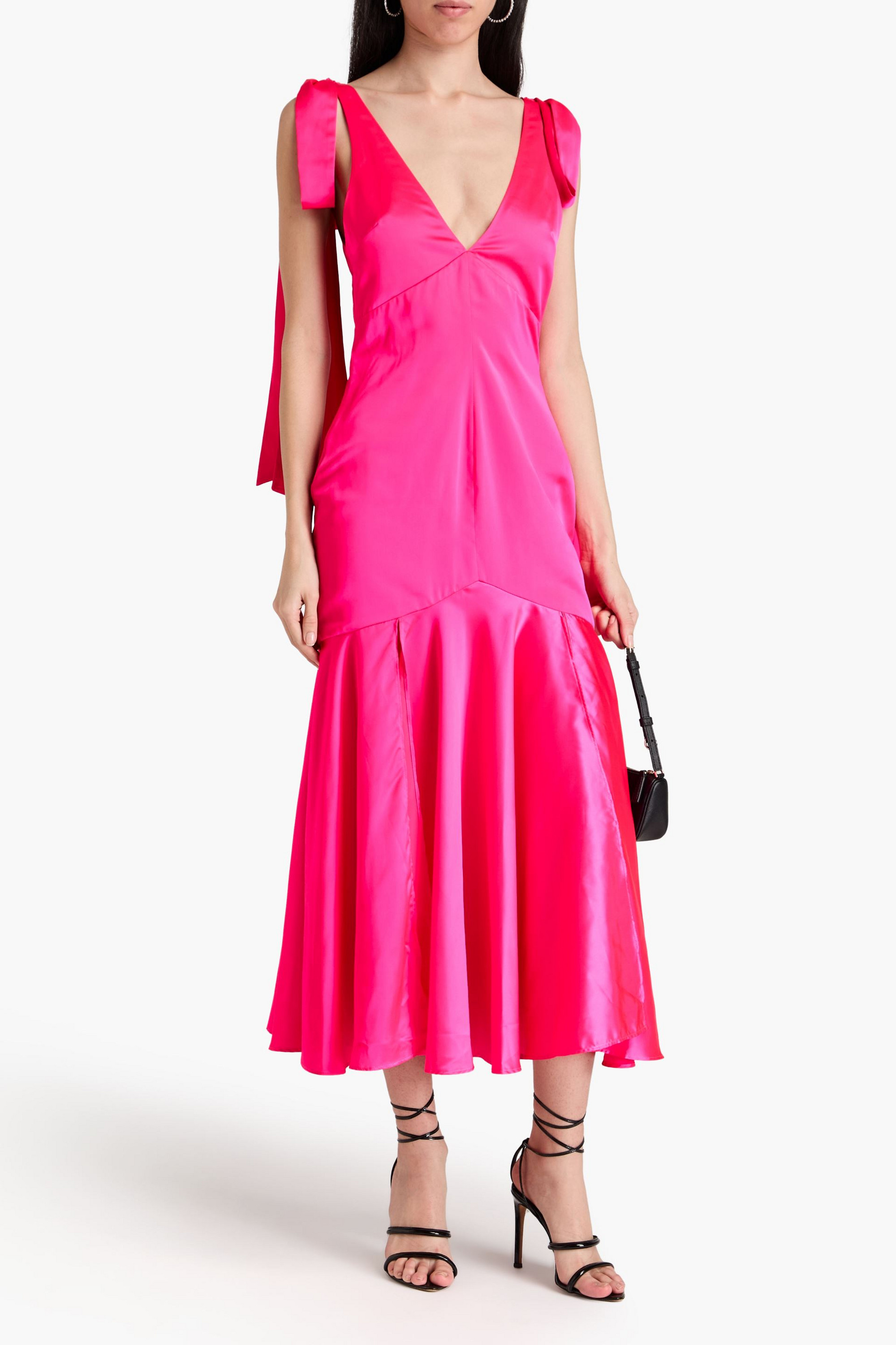 ROTATE Birger Christensen Bow-detailed satin midi dress