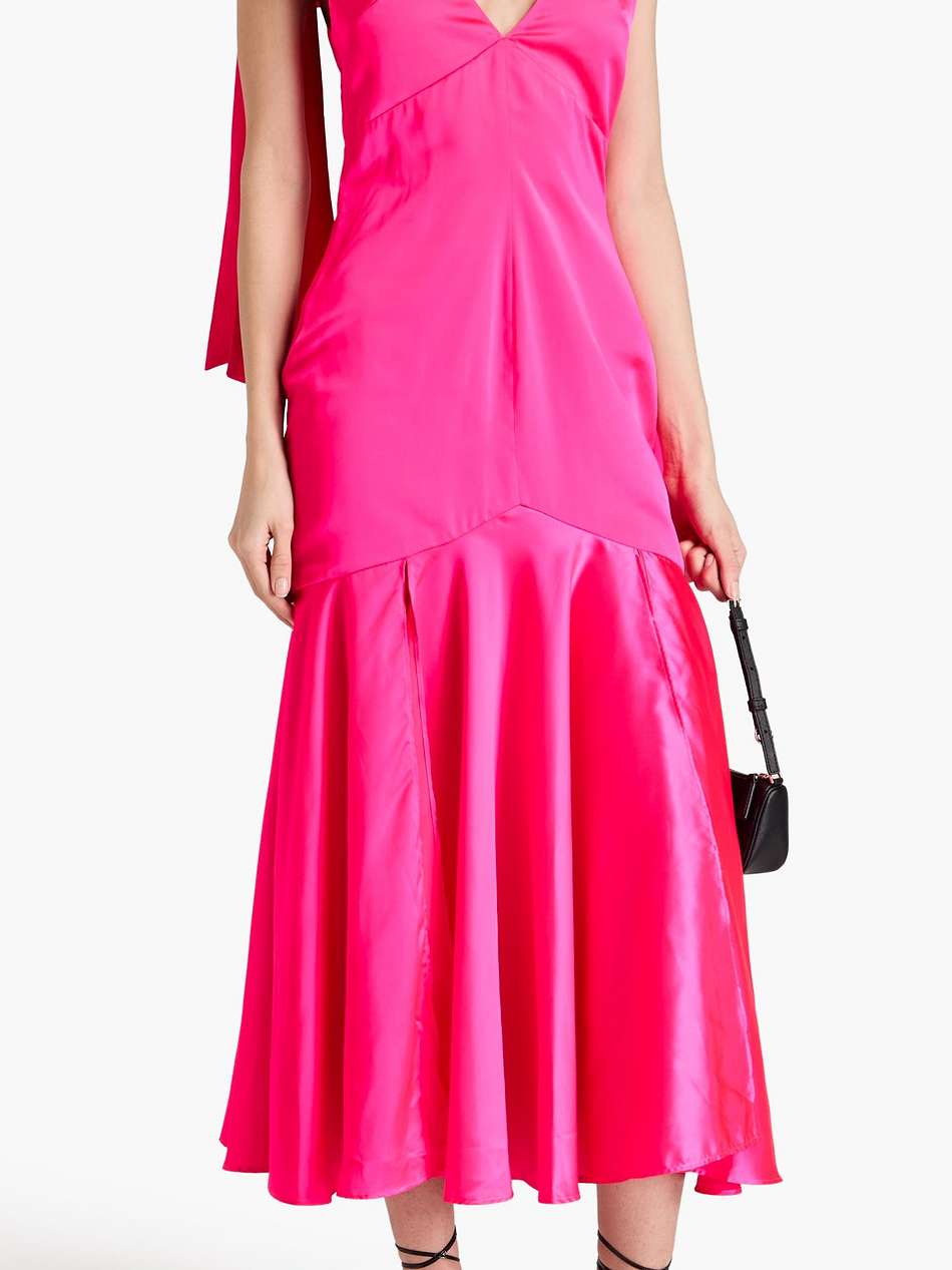 bow-detailed satin midi dress