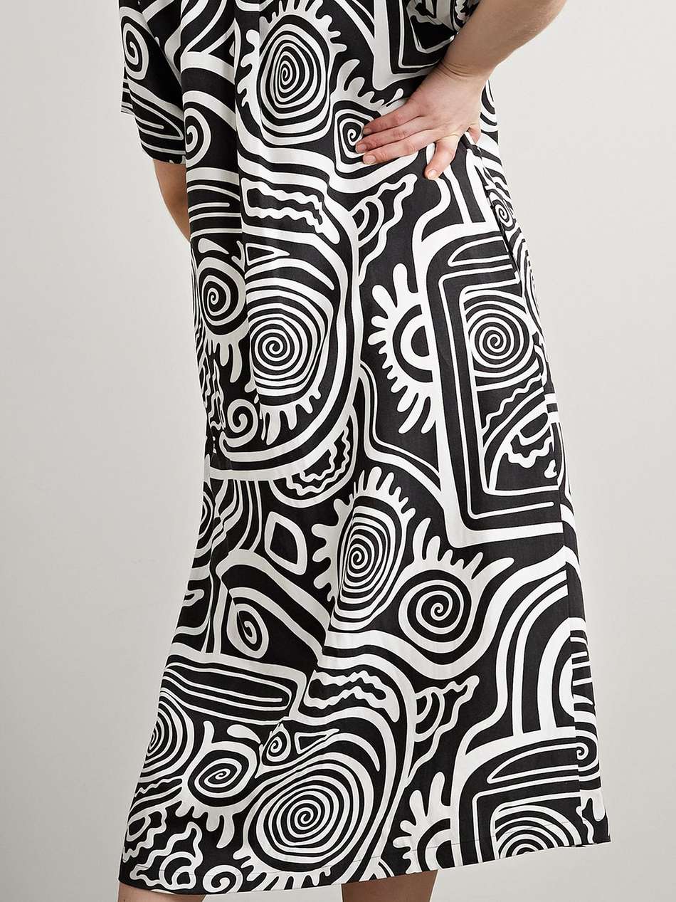 abbie printed tencel™ lyocell and linen-blend midi dress