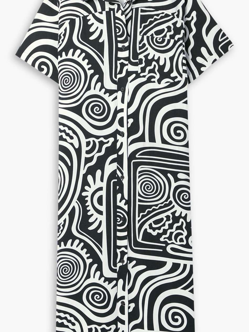 abbie printed tencel™ lyocell and linen-blend midi dress