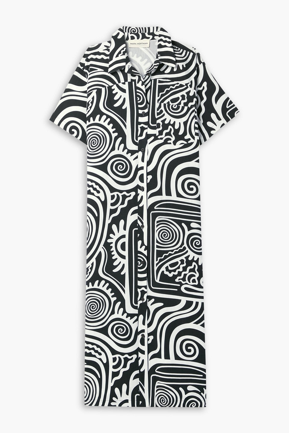Mara Hoffman Abbie Printed Tencel Lyocell And Linen-blend Midi Dress In Black