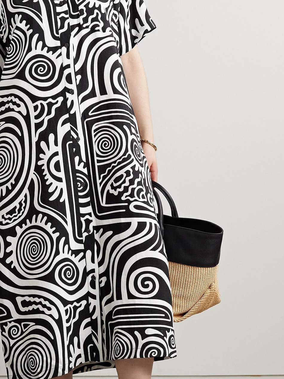 abbie printed tencel™ lyocell and linen-blend midi dress