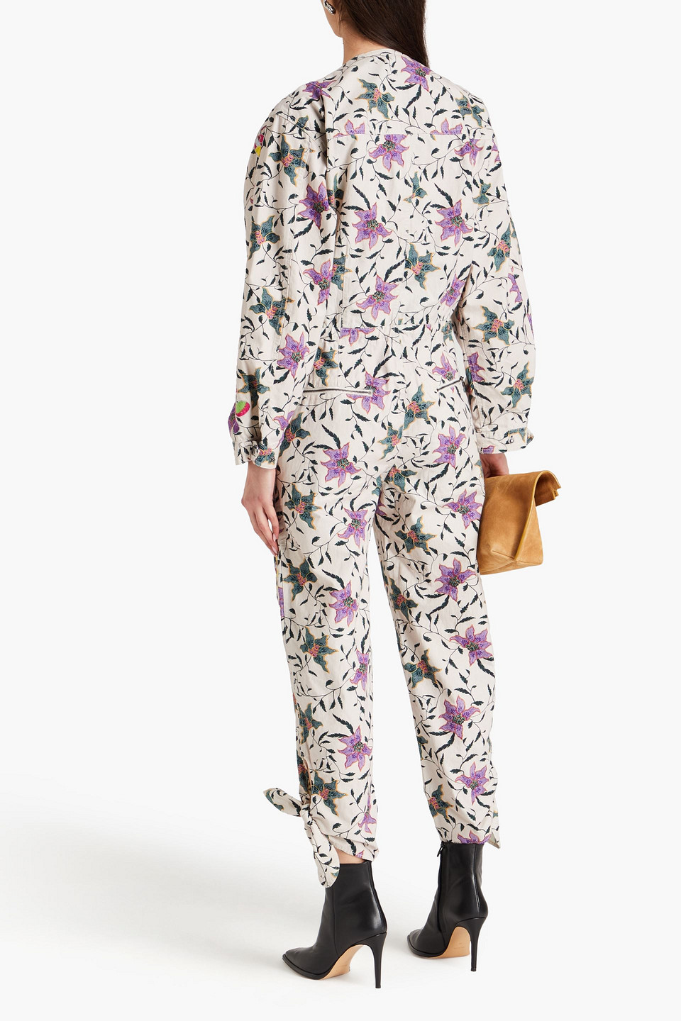 Isabel Marant Floral Print Long-sleeve Jumpsuit In Naturfarben