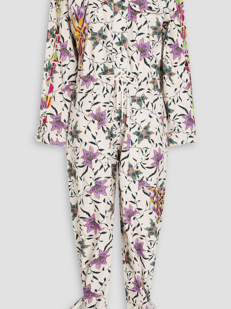 gigi embroidered floral-print cotton jumpsuit