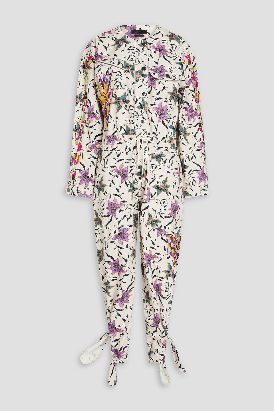 Isabel Marant Floral Print Long-sleeve Jumpsuit In Naturfarben