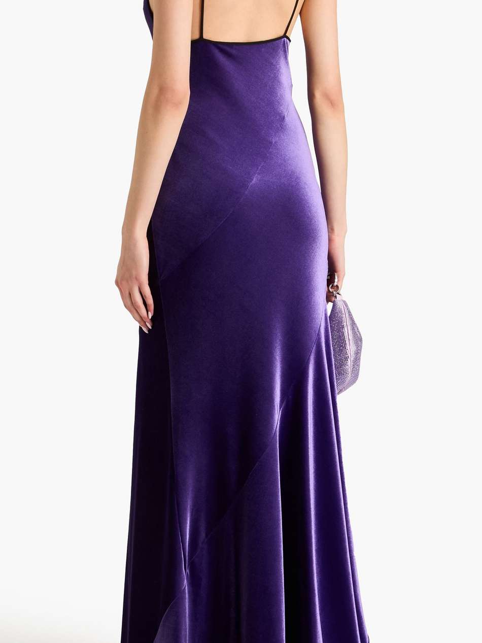 draped stretch-velvet gown