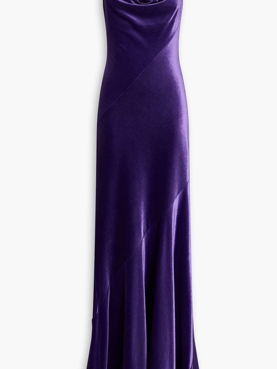 draped stretch-velvet gown